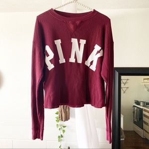 PINK Maroon Oversized Crop Top Thermal